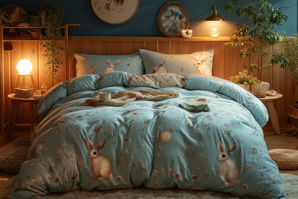 La magie des nuits câlines avec la housse de couette Lapin : douceur et confort au rendez-vous