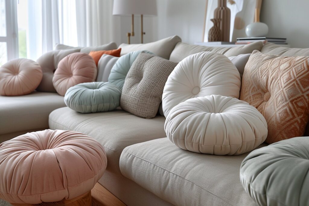 Découvrez l&rsquo;art de disposer des coussins ronds dans votre salon