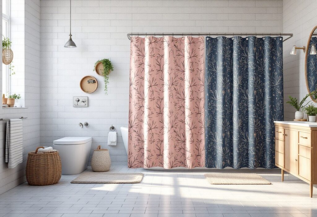 Salle de bain créative : 7 thèmes déco à explorer avec un rideau de douche unique