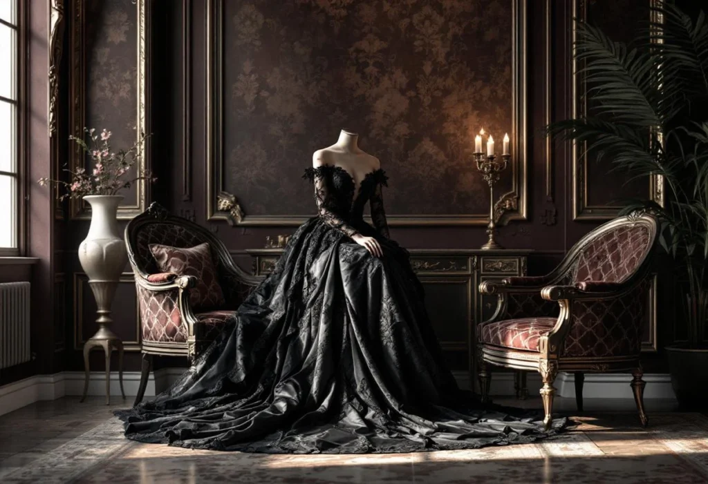 Quand la mode rencontre les murs : harmoniser sa robe gothique à un salon d’inspiration baroque