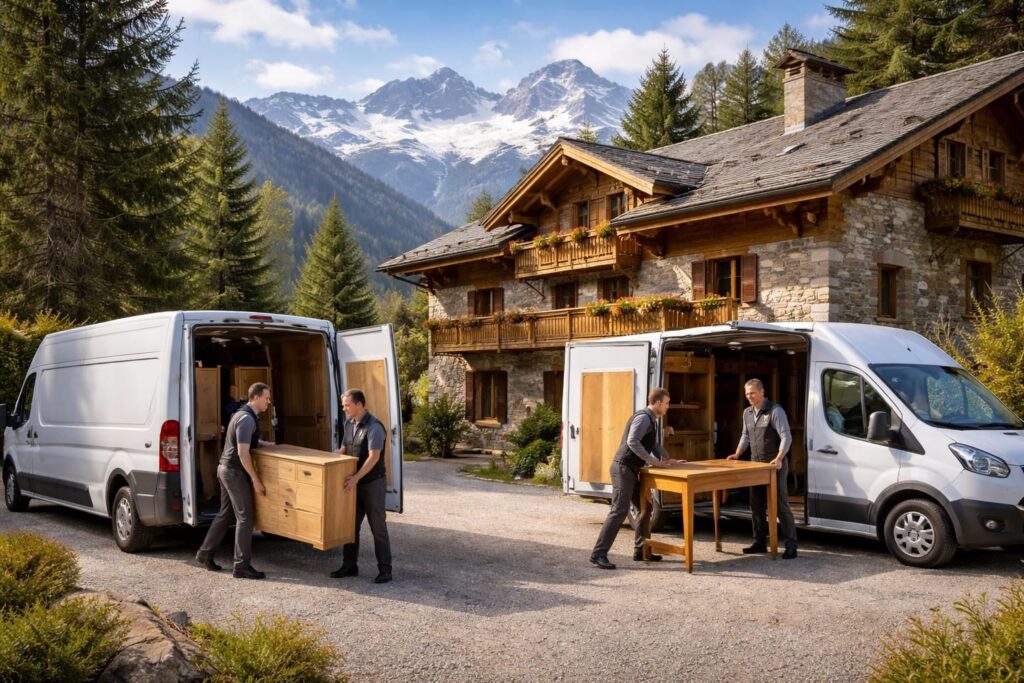 Livraison de meubles dans les Savoies avec des fourgons aménagés Peugeot Boxer et Ford Transit