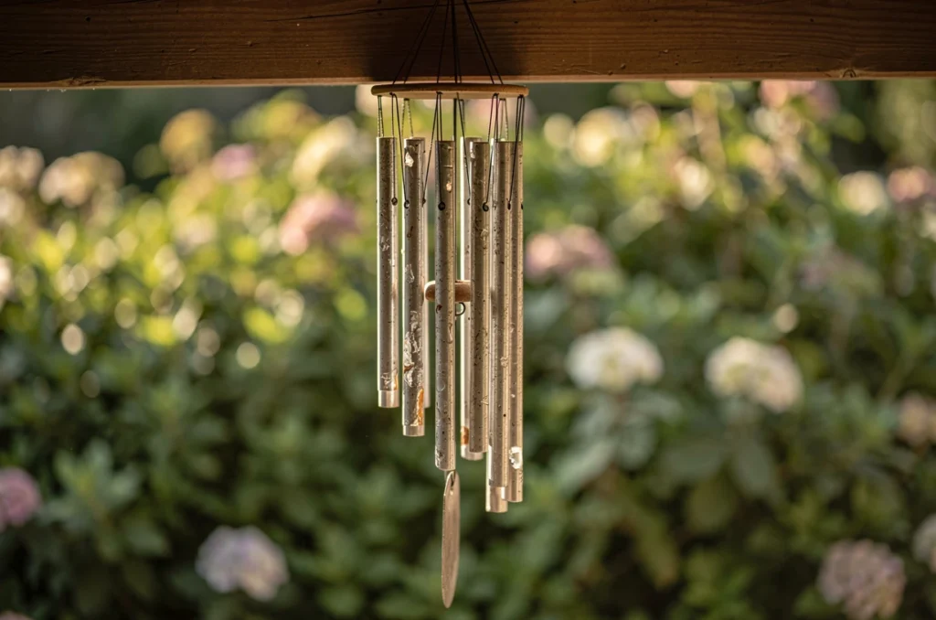 Sur la terrasse ou dans le jardin, le carillon à vent devient la signature sonore de votre déco
