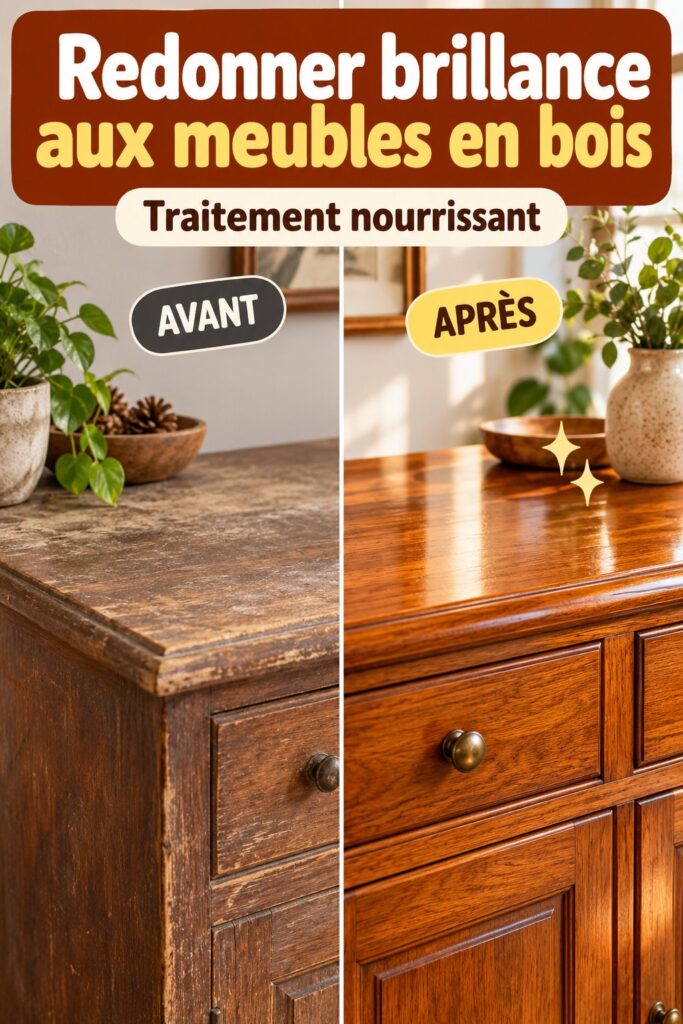 Meuble en bois brillant après lustrage, montrant une belle finition