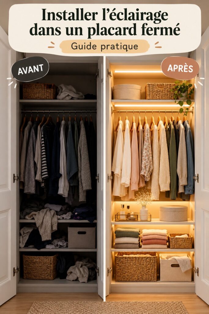 Un placard bien éclairé avec un éclairage LED en action