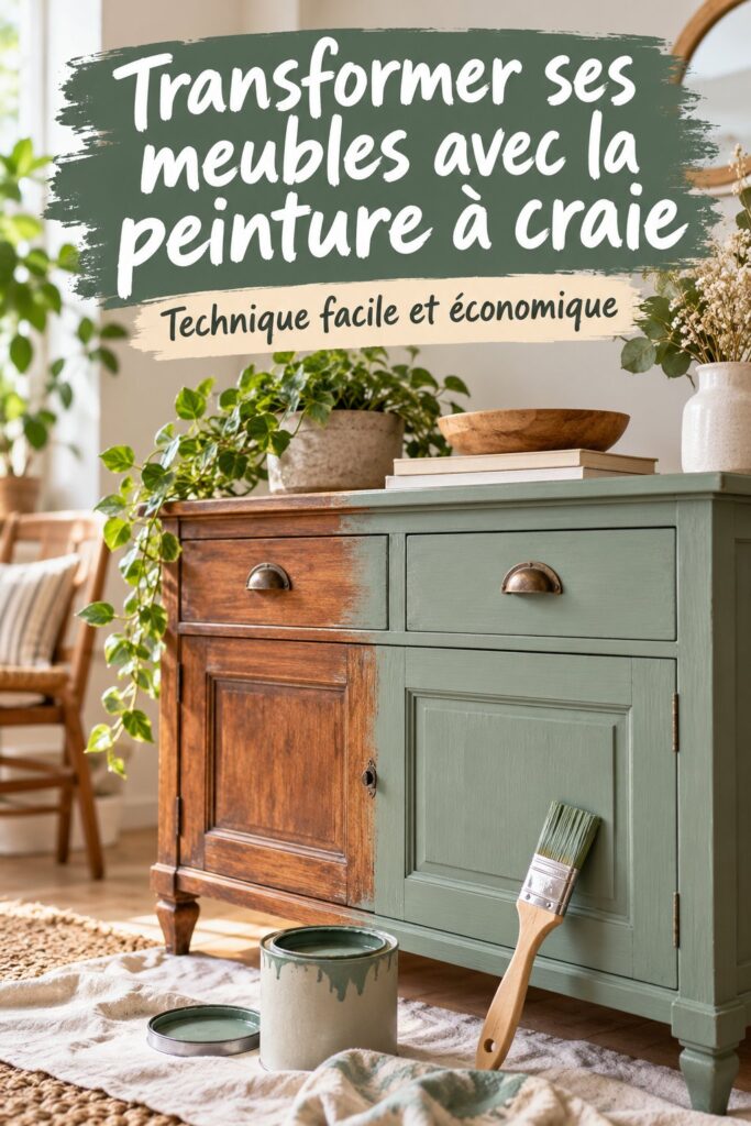 Un meuble relooké avec de la peinture à la craie, montrant une belle finition
